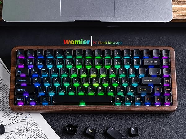 Womier Frosted Jelly Keycaps, Clear Shine Through Keycaps Mechanical Keyboard Caps