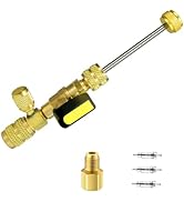 Wisscool Valve Core Remover Installer Tool with Dual Size SAE 1/4 and 5/16 Port Brass Adapter 3 V...