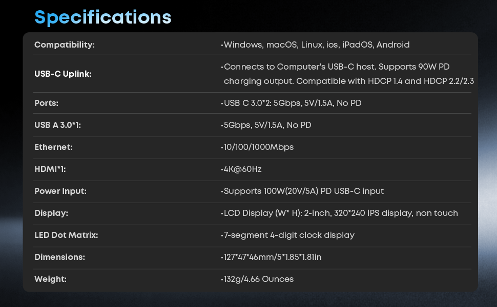 Mac Docking Station Specifications