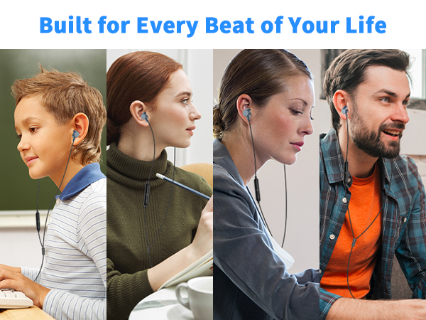 3.5mm Wired Earbuds Headphones with Microphone Noise Canceling for Airplane School Students