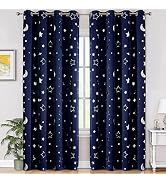 WUBODTI Navy Blue Kids Blackout Curtains for Boys Bedroom 72 Inches Long 2 Panels, Cute Space The...