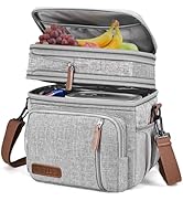 MIYCOO Lunch Bag &amp; Lunch Box for Women Men, Double Deck Leakproof Insulated Soft Large Adult Camp...
