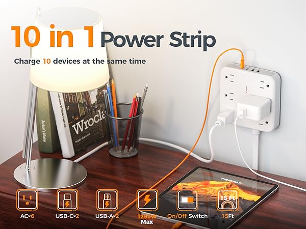 Surge Protector Power Strip 2100J