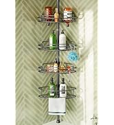 HAMITOR Corner Shower Caddy Tension Pole: 4-Tier Rust-Resistant Adjustable Bathroom Organizer She...