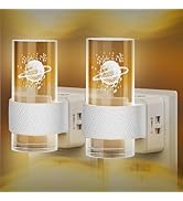 Gemmac 2pcs Night Lights Plug Into Wall with Planet, Dimmable LED Night Light Dusk to Dawn Sensor...