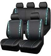CAR PASS Bling Car Seat Covers Full Set, Shining Rhinestone Diamond Waterproof Faux Leather, Rear...