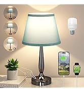 Touch Bedside Lamp for Bedroom with USB C Port, Small Touch Table Lamp with 2 USB Charging Ports,...
