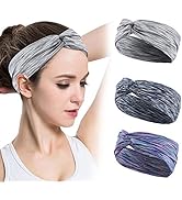 HDZIYU Twist Knot Headbands for Women Men (3 Pack), Women Yoga Sport Headbands, Sweat Workout Hea...