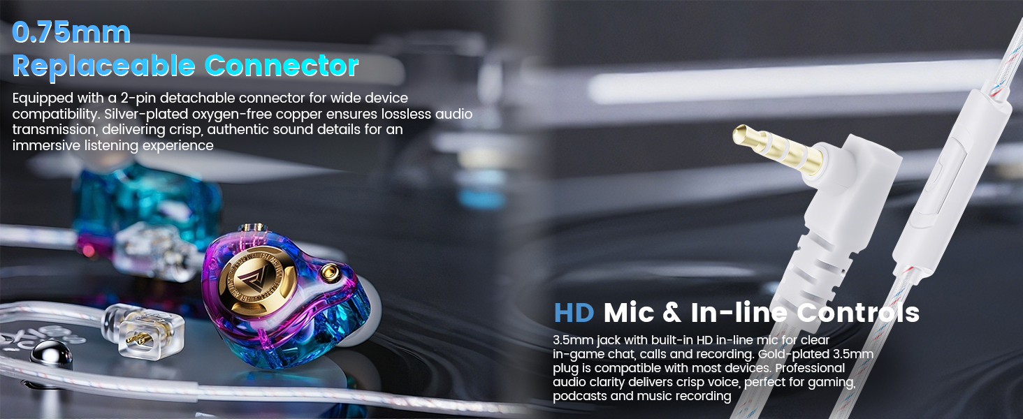Wired Gaming Earbuds with Mic, 11mm Dynamic Driver HiFi in Ear Monitors for Musician Game PC Laptop