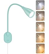 LED Wall Mounted Bedside Reading Light, 3 Color Modes,10 Brightness Dimmable, USB Charging Port, ...