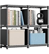 Mavivegue Book Shelf, 4 Cube Storage Organizer, DIY Bookcase, Metal Cube Bookshelf,Book case for ...