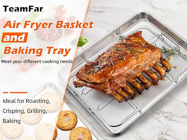 air fryer basket and tray are crafted from food grade stainless steel without any harmful coating