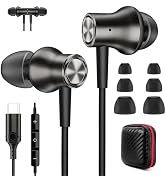Jiunai USB C Headphone for Samsung S24, Type C Wired Earbuds with Mic in Ear Magnetic Noise Isola...