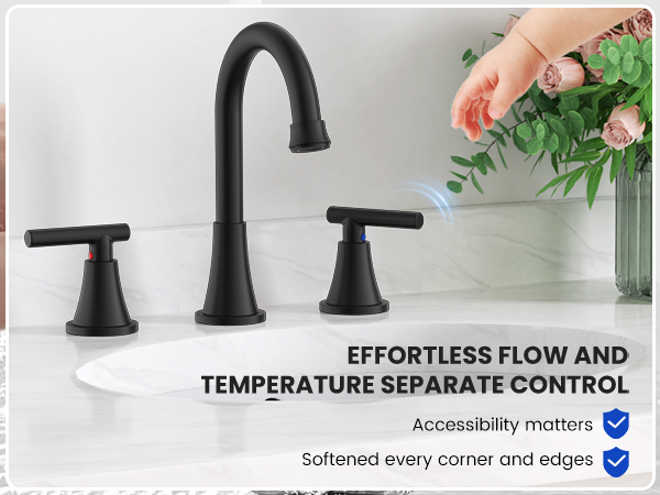Matte Black Bathroom Sink Faucet Bathroom Faucets for Sink 3 Hole Faucet for Bathroom Sink Vanity RV
