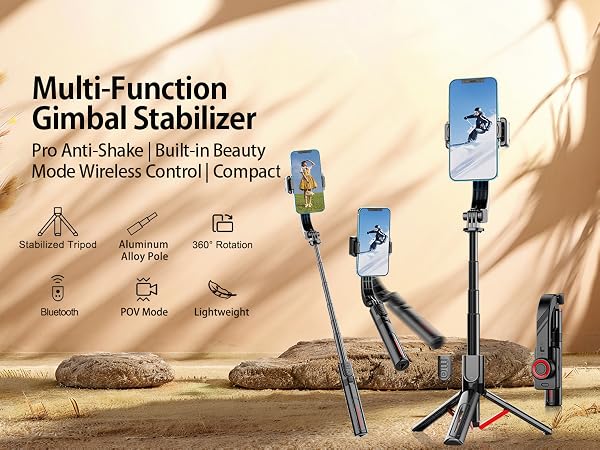 Gimbal Stabilizer for Smartphone ,with Retractable Selfie Stick and Tripod,