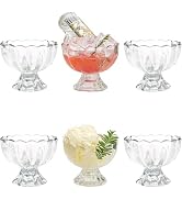 CasaVibe Vintage Glass Dessert Bowls, Ice Cream cups, 5oz Dessert cups, for Sundae, Fruit, Ice Cr...