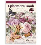 Bomichi Vintage Sticker Book with Washi Paper, Aesthetic Journaling Stickers for Scrapbooking, Bu...
