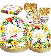 Hawaiian Luau Party Decorations Supplies, Tropical Aloha Birthday Party Plates Beach Summer Holid...
