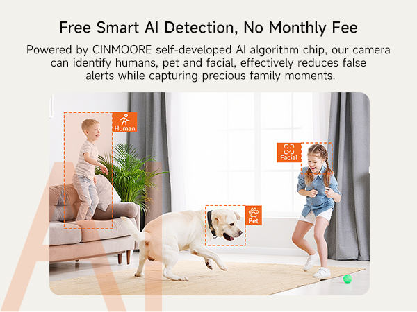 CINMOORE 3K Indoor Cam Free Smart AI Detection Dome Camera with 64GB Card Security Camera