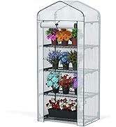 WORKPRO Mini Greenhouse, 4-Tier Portable Small Greenhouses for Outdoor Indoor with Shelves and Th...