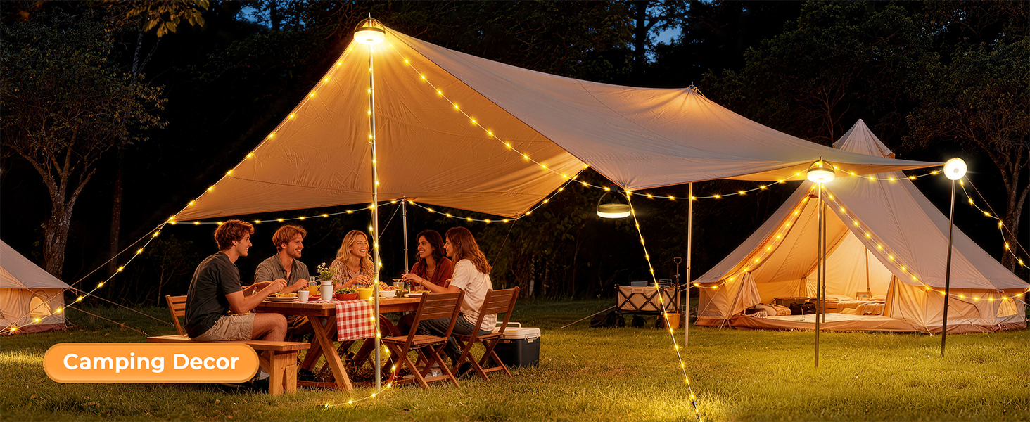 camping string lights solar,rechargeable camping lights,tent string lights,rv camping