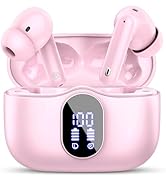 Wireless Earbuds, Bluetooth 5.4 Headphones Bass Stereo, Ear Buds with Noise Cancelling Mic, LED D...