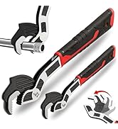 Rhevosil 8” 12” Pipe Wrench Set, Self Adjusting Pipe Wrench, Multi-function Self-locking Pipe Vis...