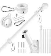 BONWIN White Flagpole Kits, 6 FT Thickened Stainless Steel House Porch Wall Flag Pole Kit for 3x5...