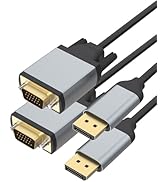 Foboiu DisplayPort to VGA Cable 3 Feet 2 Pack, DP Display Port to VGA Adapter Male to Male Monito...