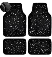 CAR PASS Black Car Floor Mats, Faux Fur Fluffy Carpet Full Set Bling Starry Sky Design Anti-Slip ...