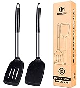 Pack of 2 Silicone Solid Turner,Non Stick Slotted Kitchen Spatulas,High Heat Resistant BPA Free C...