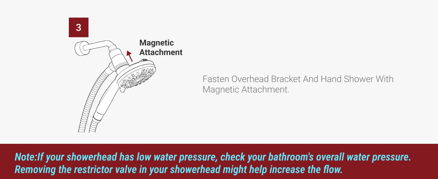 shower head with handheld spray combo magnetic high pressure hose installation chrome