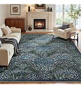 Lofus 8x10 Floral Living Room Rug, Washable Large Area Rugs Non Slip Low Pile, Boho Carpet for Ki...