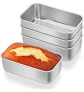 E-far Mini Loaf Pan Set of 4, Small Stainless Steel Bread Baking Pans for Oven, 6.3 x 3.5 Inch Ti...