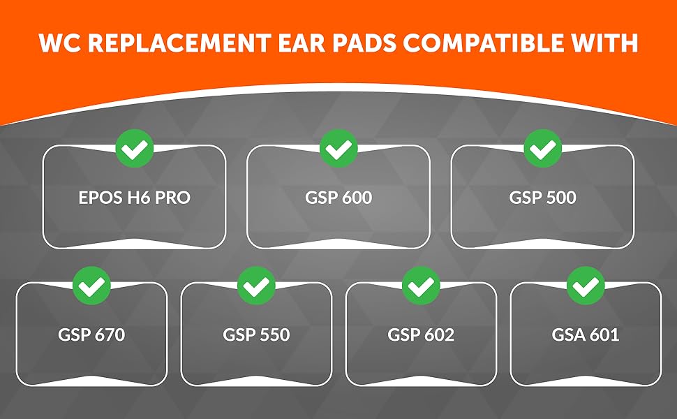 Cooling Gel Replacement Earpads for EPOS H6 Pro &amp; GSP Headsets 