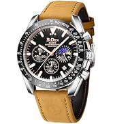 LN LENQIN Mens Watches Chronograph Leather Watch Analog Quartz Watches for Men 30M Waterproof Men...