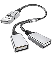 MOGOOD USB Splitter Cable USB y Splitter Adapter Dual USB 2.0 Power Cord Extension for Charging/D...