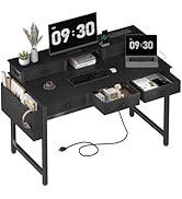 Lufeiya Computer Desk with Drawers for Home Office Bedroom, 40 inch Black Writing Study Desks wit...