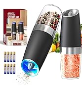 CIRCLE JOY Gravity Electric Salt and Pepper Grinder Set Automatic Salt and Pepper Grinder Set wit...