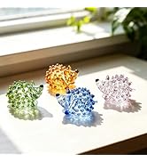 H&amp;D HYALINE &amp; DORA 4pcs Hand Blown Glass Hedgehog Figurines Mini Hedgehog Animals Colorful Glass ...