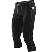 Runhit Men's 3/4 Compression Pants with Pockets,Athletic Leggings Running Capri Tights,Workout Ba...