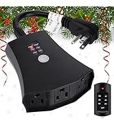 Lights Timer Outdoor, Waterproof Plug in Timer Switch with Remote (100Ft Range), 3 Grounded Elect...