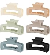 6 Pack Square Claw Clips, Big Hair Claw Clips for Women Girls, 4.1" Large Non-slip Hair Clips, Re...