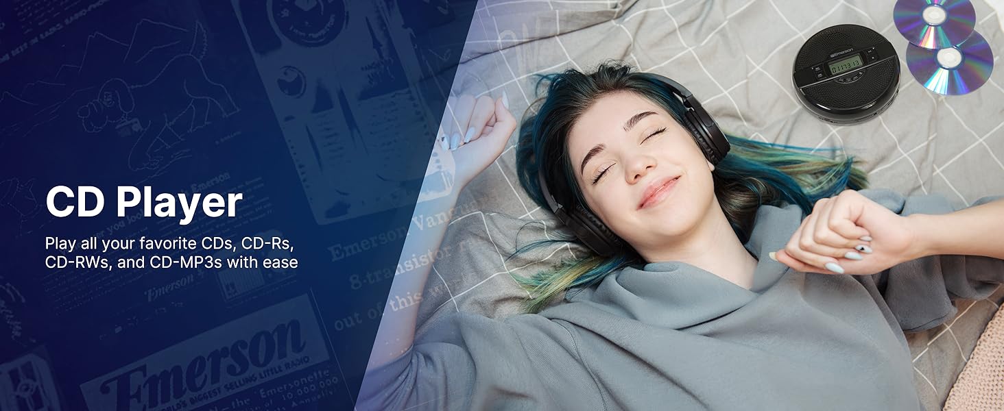 Emerson EPCD-2000 CD CD-R CD-RW Player with Bluetooth connectivity Compact Disc Player Portable CDs