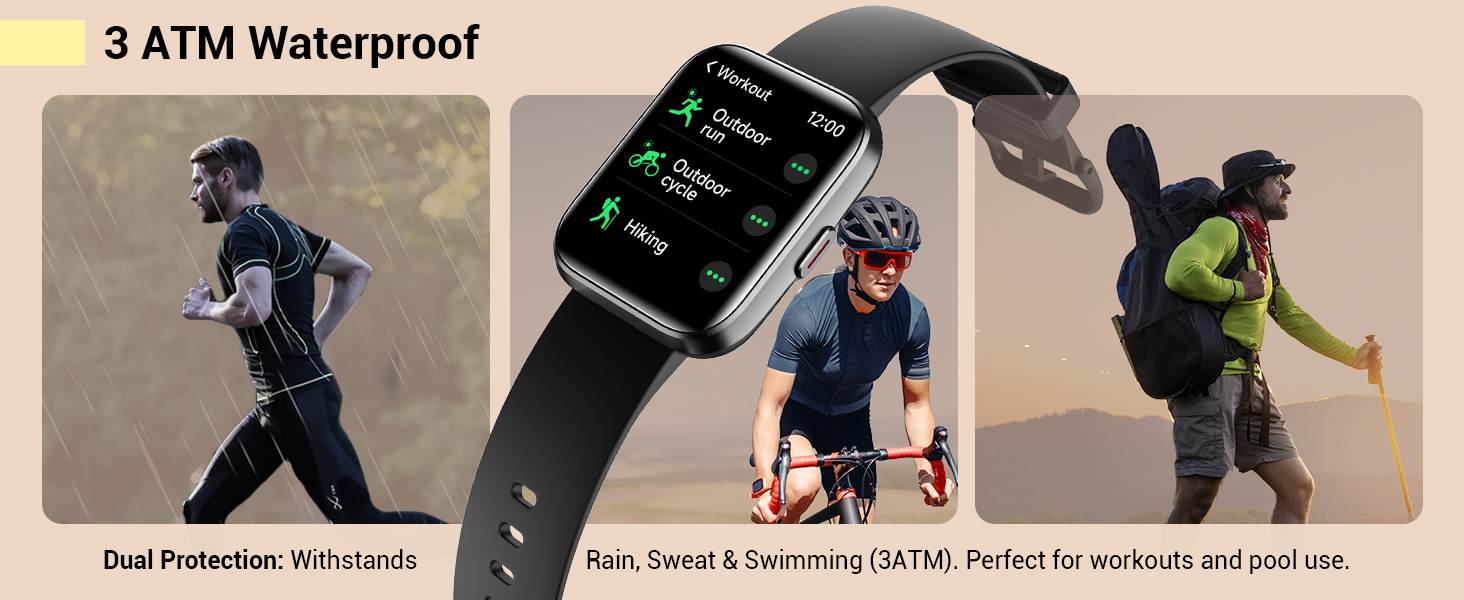 3ATM Waterproof Smart watches for women Android and iPhone compatible smart watches for men