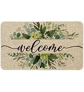 Artoid Mode Eucalyptus Floral Leaves Welcome Spring Doormat, Summer Decor Low-Profile Switch Rug ...