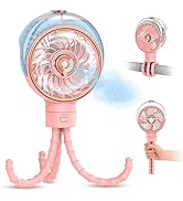 Ausic Stroller Fan with Mist, 100ml Misting Portable Fan for Stroller, Baby Fans with Detachable ...