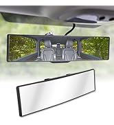 Rear View Mirror, Universal 11.4 Inch Interior Clip On Panoramic Convex Mirrors, HD Anti Glare Wi...