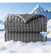 bedsmile Seersucker Cooling Comforter Queen Size, Q-Max 0.45 Reversible Cooling Blanket for Hot S...