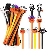 DIYASY 32 Pcs Halloween Pens, Pumpkin Skull Heads Ghost Bat Shape Pens Bulk Gel Black Ink Pens As...